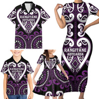 Custom Aotearoa Rangitane Family Matching Short Sleeve Bodycon Dress and Hawaiian Shirt Maori Tribal Pattern