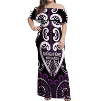 Custom Aotearoa Rangitane Off Shoulder Maxi Dress Maori Tribal Pattern
