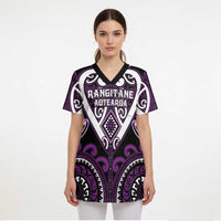 Custom Aotearoa Rangitane Scrub Top Maori Tribal Pattern LT05 - Polynesian Pride