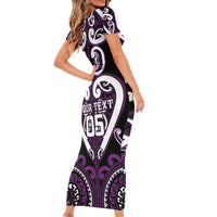 Custom Aotearoa Rangitane Short Sleeve Bodycon Dress Maori Tribal Pattern