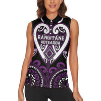 Custom Aotearoa Rangitane Women Sleeveless Polo Shirt Maori Tribal Pattern LT05 - Polynesian Pride
