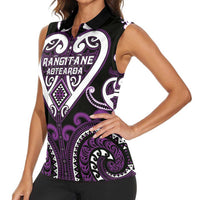 Custom Aotearoa Rangitane Women Sleeveless Polo Shirt Maori Tribal Pattern LT05 - Polynesian Pride