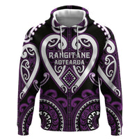 Custom Aotearoa Rangitane Zip Hoodie Maori Tribal Pattern