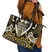 Aotearoa Taranaki Leather Tote Bag Maori Tribal Pattern