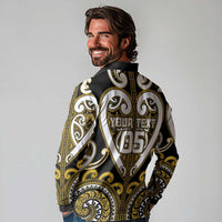 Custom Aotearoa Taranaki Long Sleeve Polo Shirt Maori Tribal Pattern