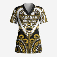 Custom Aotearoa Taranaki Scrub Top Maori Tribal Pattern LT05 Adult Yellow - Polynesian Pride