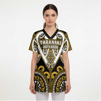Custom Aotearoa Taranaki Scrub Top Maori Tribal Pattern LT05 - Polynesian Pride