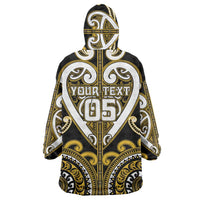 Custom Aotearoa Taranaki Wearable Blanket Hoodie Maori Tribal Pattern