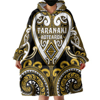 Custom Aotearoa Taranaki Wearable Blanket Hoodie Maori Tribal Pattern