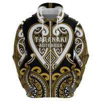 Custom Aotearoa Taranaki Zip Hoodie Maori Tribal Pattern