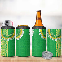 Fiji Lovoni 4 in 1 Can Cooler Tumbler Fijian Tapa Salusalu Green Glitter