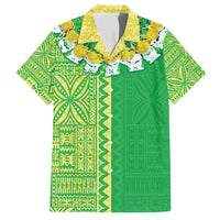 Fiji Lovoni Family Matching Long Sleeve Bodycon Dress and Hawaiian Shirt Fijian Tapa Salusalu Green Glitter