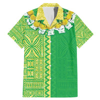 Fiji Lovoni Family Matching Mermaid Dress and Hawaiian Shirt Fijian Tapa Salusalu Green Glitter