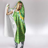Fiji Lovoni Hooded Blanket Fijian Tapa Salusalu Green Glitter LT05 - Polynesian Pride