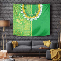 Fiji Lovoni Tapestry Fijian Tapa Salusalu Green Glitter