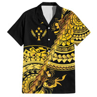 Kosrae Liberation Day Family Matching Long Sleeve Bodycon Dress and Hawaiian Shirt Polynesian Floral Tattoo - Polynesian Pride