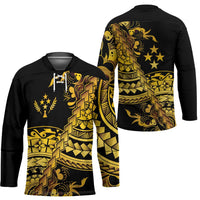 Kosrae Liberation Day Hockey Jersey Polynesian Floral Tattoo LT05 - Polynesian Pride