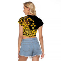Kosrae Liberation Day Raglan Cropped T Shirt Polynesian Floral Tattoo LT05 - Polynesian Pride