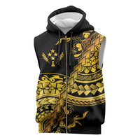Kosrae Liberation Day Sleeveless Zip Hoodie Polynesian Floral Tattoo LT05 Gold - Polynesian Pride
