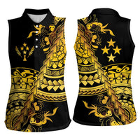Kosrae Liberation Day Women Sleeveless Polo Shirt Polynesian Floral Tattoo - Polynesian Pride