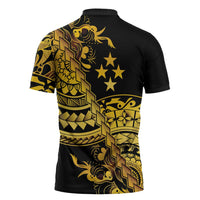 Kosrae Liberation Day Zipper Polo Shirt Polynesian Floral Tattoo LT05 - Polynesian Pride