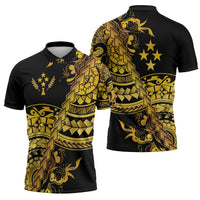 Kosrae Liberation Day Zipper Polo Shirt Polynesian Floral Tattoo LT05 - Polynesian Pride