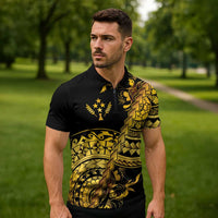 Kosrae Liberation Day Zipper Polo Shirt Polynesian Floral Tattoo LT05 - Polynesian Pride