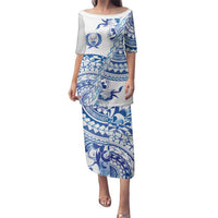 Pohnpei Liberation Day Family Matching Puletasi and Hawaiian Shirt Polynesian Floral Tattoo - Polynesian Pride