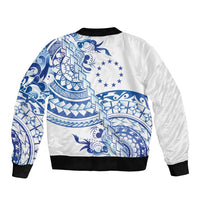 Pohnpei Liberation Day Sleeve Zip Bomber Jacket Polynesian Floral Tattoo - Polynesian Pride