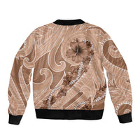 Hawaii Brown Hibiscus Pikake Lei Bomber Jacket - Polynesian Pride