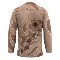Hawaii Brown Hibiscus Pikake Lei Hockey Jersey - Polynesian Pride