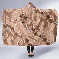 Hawaii Brown Hibiscus Pikake Lei Hooded Blanket - Polynesian Pride