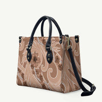 Hawaii Brown Hibiscus Pikake Lei Leather Bag - Polynesian Pride