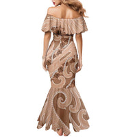 Hawaii Brown Hibiscus Pikake Lei Mermaid Dress - Polynesian Pride