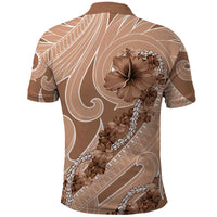 Hawaii Brown Hibiscus Pikake Lei Polo Shirt LT05 - Polynesian Pride