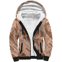 Hawaii Brown Hibiscus Pikake Lei Sherpa Hoodie - Polynesian Pride