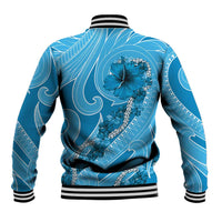 Hawaii Blue Hibiscus Pikake Lei Baseball Jacket - Polynesian Pride