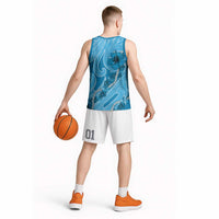 Hawaii Blue Hibiscus Pikake Lei Basketball Jersey - Polynesian Pride
