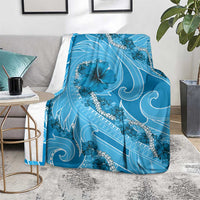 Hawaii Blue Hibiscus Pikake Lei Blanket - Polynesian Pride