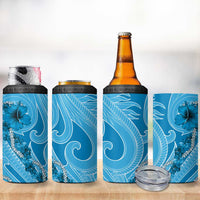 Hawaii Blue Hibiscus Pikake Lei 4 in 1 Can Cooler Tumbler LT05 - Polynesian Pride