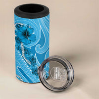 Hawaii Blue Hibiscus Pikake Lei 4 in 1 Can Cooler Tumbler LT05 - Polynesian Pride