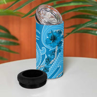 Hawaii Blue Hibiscus Pikake Lei 4 in 1 Can Cooler Tumbler LT05 - Polynesian Pride