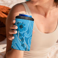 Hawaii Blue Hibiscus Pikake Lei 4 in 1 Can Cooler Tumbler LT05 - Polynesian Pride