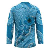 Hawaii Blue Hibiscus Pikake Lei Hockey Jersey - Polynesian Pride