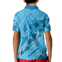 Hawaii Blue Hibiscus Pikake Lei Kid Polo Shirt - Polynesian Pride