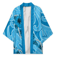 Hawaii Blue Hibiscus Pikake Lei Kimono - Polynesian Pride