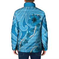 Hawaii Blue Hibiscus Pikake Lei Padded Jacket - Polynesian Pride