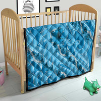 Hawaii Blue Hibiscus Pikake Lei Quilt - Polynesian Pride