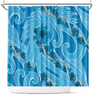 Hawaii Blue Hibiscus Pikake Lei Shower Curtain - Polynesian Pride