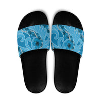 Hawaii Blue Hibiscus Pikake Lei Slide Sandals - Polynesian Pride